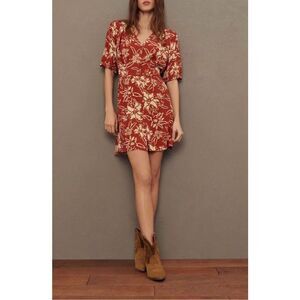 BA&SH Soma Short Floral Dress in‎ Brick size Small Button UP Front Size 3
